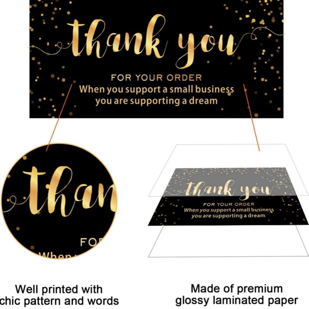 25 Premium Thank you cards- Black with gold - Picture 2 of 6